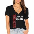 Senior Class Of 2026 Graduation Grad 26 Women's Jersey Short Sleeve Deep V-Neck Tshirt