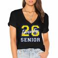 Senior Class 2026 Graduation Yellow Blue Letters Women's Jersey Short Sleeve Deep V-Neck Tshirt