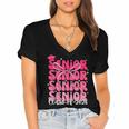 Senior Class Of 2026 Pink Coquette Bow Graduation 2026 Women's Jersey Short Sleeve Deep V-Neck Tshirt