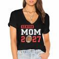 Senior Football Mom 2027 Team Class Of 2027 Graduation Mom Women's Jersey Short Sleeve Deep V-Neck Tshirt