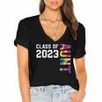 Senior Graduation Class Of 2023 Aunt Senior Tie Dye Women's Jersey Short Sleeve Deep V-Neck Tshirt
