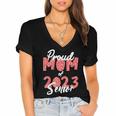 Senior Graduation Class Of 2023 Proud Mom Of 2023 Senior Women's Jersey Short Sleeve Deep V-Neck Tshirt