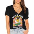 Senior Mom Class Of 2026 Daisy Flower Retro Graduation Women's Jersey Short Sleeve Deep V-Neck Tshirt