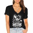 Senior Mom Class Of 2026 Soccer Graduation Heart Women's Jersey Short Sleeve Deep V-Neck Tshirt