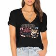 Senior Mom Class Of 2027 Cute Cat Graduation Pink Bows Girls Women's Jersey Short Sleeve Deep V-Neck Tshirt