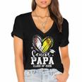 Senior Papa Class Of 2026 Baseball Softball Graduation Heart Women's Jersey Short Sleeve Deep V-Neck Tshirt