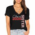 Senior Sister Class Of 2026 Proud Big Sis Graduation Family Women's Jersey Short Sleeve Deep V-Neck Tshirt