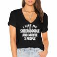 Sheepadoodle Fur Parent Sheeppoo Lover Dog Owner Introvert Women's Jersey Short Sleeve Deep V-Neck Tshirt Sheepadoodle Fur Parent Sheeppoo Lover Dog Owner Introvert Women's Jersey Short Sleeve Deep V-Neck Tshirt