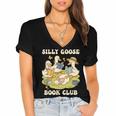 Silly-Goose Book Club Goose And Book Lovers Women's Jersey Short Sleeve Deep V-Neck Tshirt
