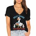 Silly Goose With Books Teacher Club School Educator Women's Jersey Short Sleeve Deep V-Neck Tshirt Silly Goose With Books Teacher Club School Educator Women's Jersey Short Sleeve Deep V-Neck Tshirt