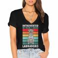 Silver Labrador Retriever Introvert Silver Lab Women's Jersey Short Sleeve Deep V-Neck Tshirt