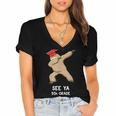 Sloth Dabbing 5th Grade Graduation Shirt Fifth Grade Grad Women's Jersey Short Sleeve Deep V-Neck Tshirt
