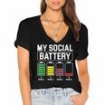 My Social Battery Introverted Low Energy Antisocial Women's Jersey Short Sleeve Deep V-Neck Tshirt