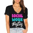 Social Worker Work Coworkers Best Friend Graduation MSW Women's Jersey Short Sleeve Deep V-Neck Tshirt