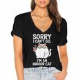 Sorry I Can’t Go I’m An Indoor Cat Introvert Cat Women's Jersey Short Sleeve Deep V-Neck Tshirt Sorry I Can’t Go I’m An Indoor Cat Introvert Cat Women's Jersey Short Sleeve Deep V-Neck Tshirt