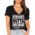 Straight Outta 2nd Grade Class Of 2028 Shirt Graduation Women's Jersey Short Sleeve Deep V-Neck Tshirt
