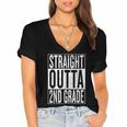 Straight Outta 2nd Grade Great Graduation Shirt Women's Jersey Short Sleeve Deep V-Neck Tshirt