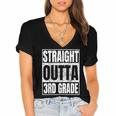 Straight Outta 3rd Grade Graduation Class 2025 Third Grade Women's Jersey Short Sleeve Deep V-Neck Tshirt