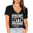 Straight Outta 4th Grade Class Of 2026 Shirt Graduation Women's Jersey Short Sleeve Deep V-Neck Tshirt