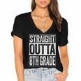 Straight Outta 8th Grade Shirt Eighth Grade Graduation Women's Jersey Short Sleeve Deep V-Neck Tshirt