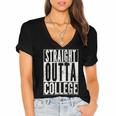 STRAIGHT OUTTA COLLEGE Graduation 2019Shirt Her Him Women Women's Jersey Short Sleeve Deep V-Neck Tshirt