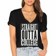 STRAIGHT OUTTA COLLEGE Graduation 2019 Her Him Women Women's Jersey Short Sleeve Deep V-Neck Tshirt