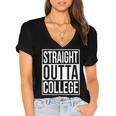 Straight Outta College Movie Parody Graduation Women's Jersey Short Sleeve Deep V-Neck Tshirt