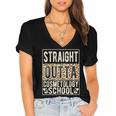 Straight Outta Cosmetology School Leopard Graduation Women's Jersey Short Sleeve Deep V-Neck Tshirt