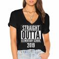 Straight Outta Elementary School 2019 Graduation Fun Women's Jersey Short Sleeve Deep V-Neck Tshirt