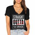 Straight Outta First Grade Graduation 1st GradeShirt Women's Jersey Short Sleeve Deep V-Neck Tshirt