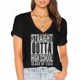 STRAIGHT OUTTA HIGH SCHOOL Graduation Class Of 2024 Senior Women's Jersey Short Sleeve Deep V-Neck Tshirt