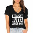 Straight Outta Junior High 8th Grade Graduation Women's Jersey Short Sleeve Deep V-Neck Tshirt