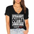 Straight Outta Junior High Class Of 2018 Graduation Shirt Women's Jersey Short Sleeve Deep V-Neck Tshirt