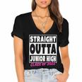 Straight Outta Junior High School Graduation Women's Jersey Short Sleeve Deep V-Neck Tshirt