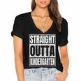 Straight Outta Kindergarten Graduation 2025 Kinder Women's Jersey Short Sleeve Deep V-Neck Tshirt