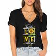 Sunflower Teach Love Inspire Cool Graduation Teacher School Women's Jersey Short Sleeve Deep V-Neck Tshirt