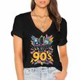 I Survived The 90s – Cute Retro Cartoon Nostalgia Women's Jersey Short Sleeve Deep V-Neck Tshirt
