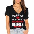 I Survived My Boyfriend's Bachelor's Degree Graduation Women's Jersey Short Sleeve Deep V-Neck Tshirt