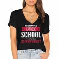 I Survived Catholic School Shirt Catholic Graduation Women's Jersey Short Sleeve Deep V-Neck Tshirt