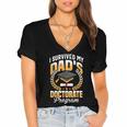 i Survived My Dads Doctorate Program Graduation Women's Jersey Short Sleeve Deep V-Neck Tshirt