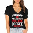 I Survived My Daughter's College Degree College Graduation Women's Jersey Short Sleeve Deep V-Neck Tshirt