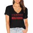 I Survived Middle School Graduation Shirt T-Shirt Women's Jersey Short Sleeve Deep V-Neck Tshirt