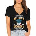 i Survived My Sisters Bachelor's Degree Graduation Gifts Women's Jersey Short Sleeve Deep V-Neck Tshirt