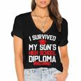 I Survived My Son's High School Diploma Graduation Women's Jersey Short Sleeve Deep V-Neck Tshirt