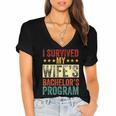 i Survived My Wife Bachelor's Degree Wife Graduation Women's Jersey Short Sleeve Deep V-Neck Tshirt