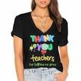 Thank You Teacher Appreciation Graduation Men Women Kids Women's Jersey Short Sleeve Deep V-Neck Tshirt