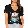 Tiger Nurse RN ER Nursing School Graduation Women's Jersey Short Sleeve Deep V-Neck Tshirt