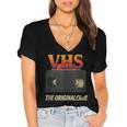 VHS Tape Nostalgia Old School Technology Humor Women's Jersey Short Sleeve Deep V-Neck Tshirt