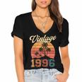 Vintage 1996 Retro Sunset Nostalgia 90s 30th Birthday Women's Jersey Short Sleeve Deep V-Neck Tshirt