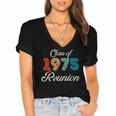 Vintage Class Of 1975 Reunion 50th Graduation Classmate Cool Women's Jersey Short Sleeve Deep V-Neck Tshirt